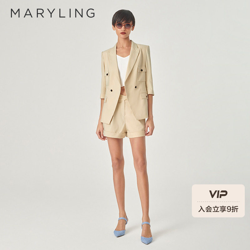 MARYLING玛俪琳2024夏季新品沙色宽松版短裤A1ECW5
