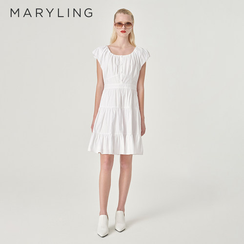 MARYLING白色棉质连衣裙