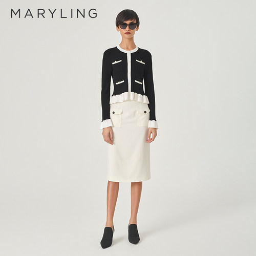MARYLING黑白撞色针织衫