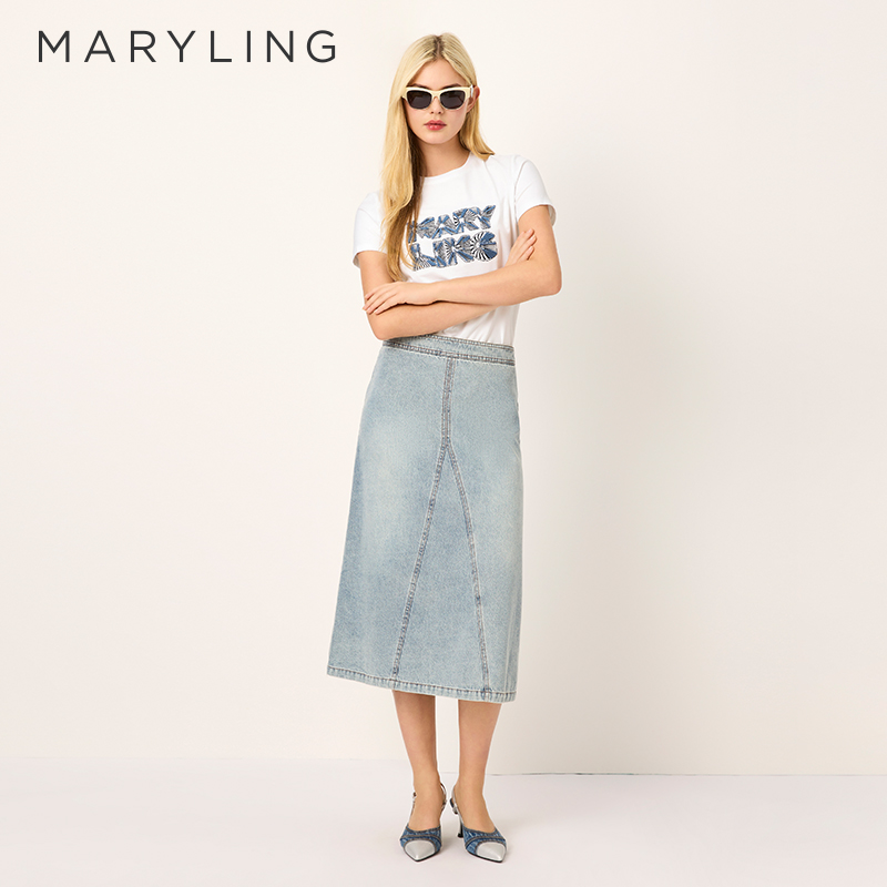 MARYLING重工字母logo绣花T