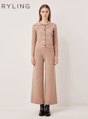 MARYLING玛俪琳2025秋季新品舒适简约翻领夹克针织开衫A1FGW08410