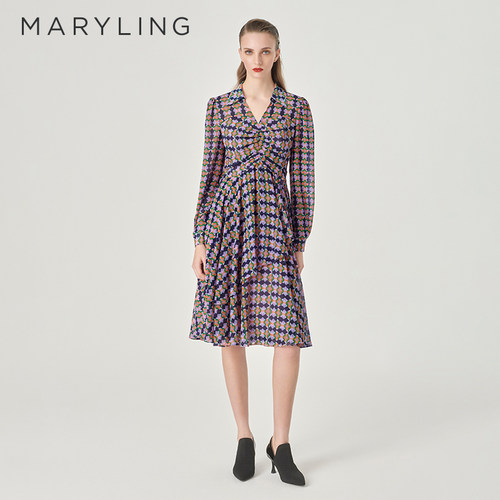 MARYLING艺术印花连衣裙