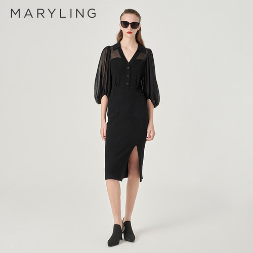 MARYLING精致优雅针织连衣裙