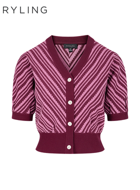 MARYLING玛俪琳初秋新品红莓果V领针织开衫A1EFW09030