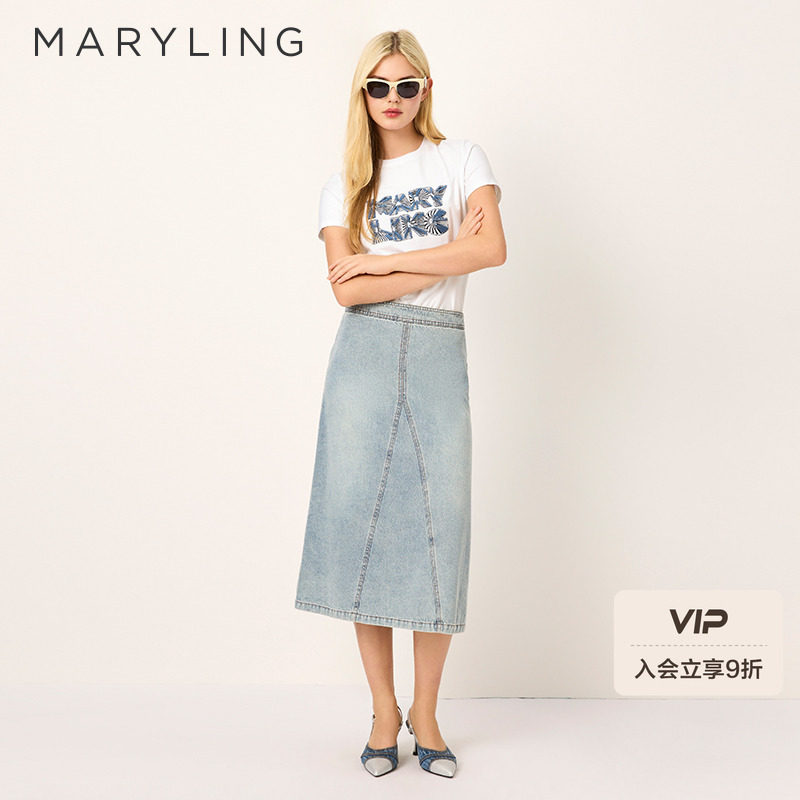 MARYLING重工字母logo绣花T