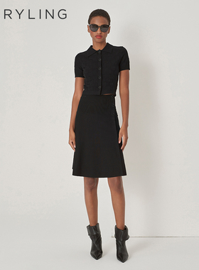 MARYLING玛俪琳初秋新品黑色大摆针织半身裙A1DFW05570