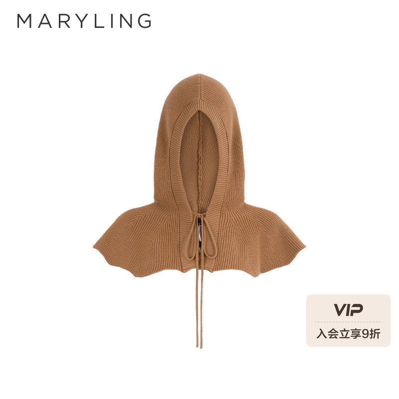 MARYLING玛俪琳2025秋季新品连帽系带披肩款针织套头衫A