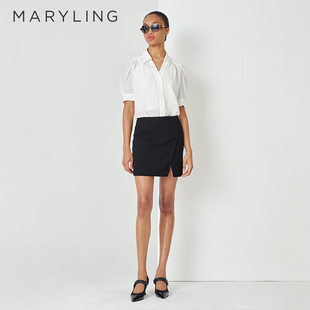 领A摆真丝上衣A1DDW20650 白色衬衫 MARYLING玛俪琳夏季 新品