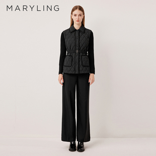 MARYLING玛俪琳2025秋季新品针织拼接菱纹绗缝羽绒服A1FGW96070