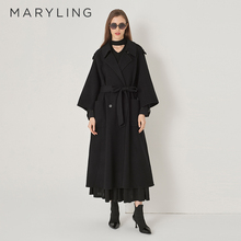 MARYLING玛俪琳官方正品修身长款羊毛双面呢大衣外套女冬季新款