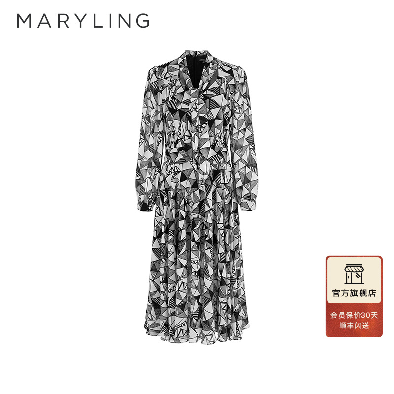 MARYLINGV领绑带系蝴蝶结连衣裙