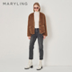 MARYLING玛俪琳冬季 咖色水貂毛皮皮草外套A1DHW9F070 新品