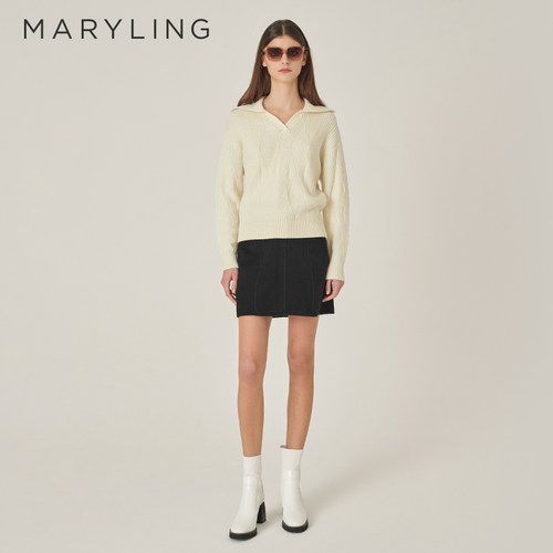 MARYLINGV型开叉式翻领针织衫