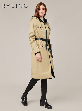 MARYLING玛俪琳2022冬季浅驼两面穿连帽时尚水貂尼克服A1BHW9Q140