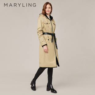 MARYLING玛俪琳2022冬季 水貂尼克服A1BHW9Q140 浅驼两面穿连帽时尚