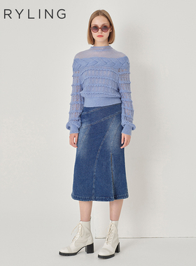 MARYLING玛俪琳秋季新品紫罗兰马海毛针织套头衫A1DGW03340