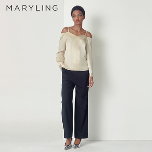 A1CFW51130 大气简洁大方阔腿裤 MARYLING玛俪琳秋季 深蓝色经典