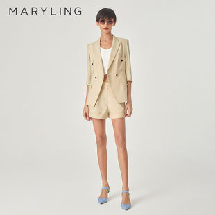 西裝外套A1ECW10180 沙色双排扣中袖 MARYLING玛俪琳夏季 新品