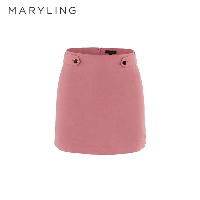 MARYLING玛俪琳2021春季半身裙绵羊毛A字高腰显瘦短裙A1AA70160