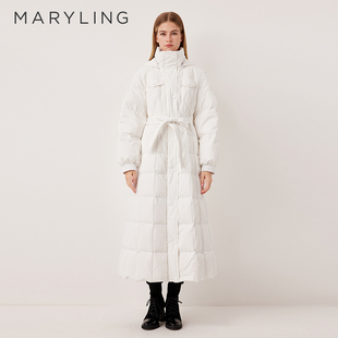 MARYLING玛俪琳2025冬季新品温暖百搭收腰长款羽绒服A1FHW98180
