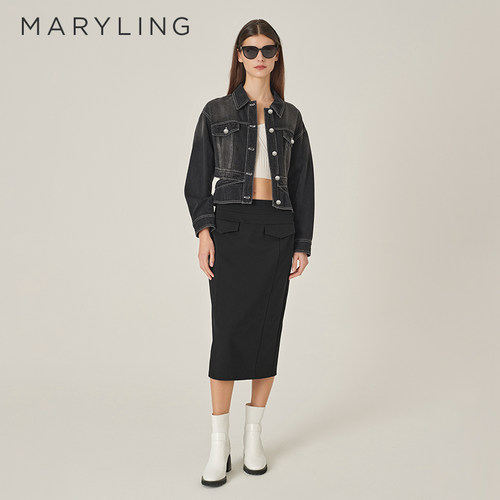 MARYLING黑色牛仔外套