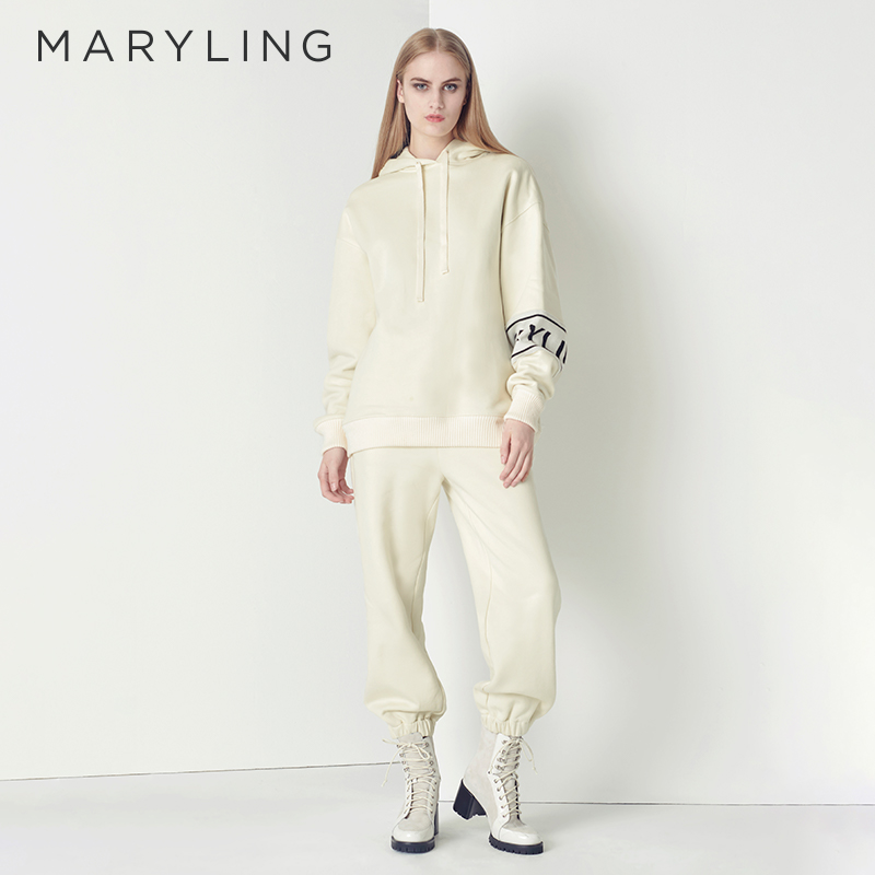 MARYLING米白色羊毛卫裤