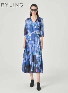 【梦幻光影】MARYLING玛俪琳夏季新品V领印花连衣裙A1ECW63550