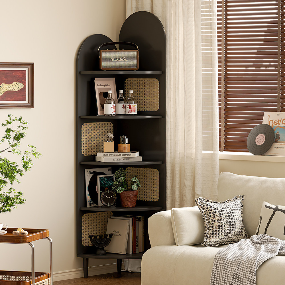 宋式美学藤编三拐墙转角柜置物架屏风客厅沙发边柜墙边三角书架,住宅家具,角柜,淘宝优惠券,粉丝福利购,淘宝优惠卷