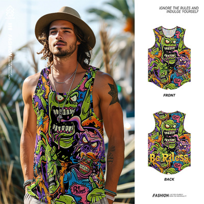 2025夏季新款美式印花背心男款