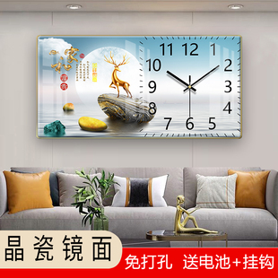 挂钟客厅2025新款长方形装饰画钟表装饰家用石英钟挂墙挂件