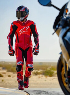 量身定制GP PLUS V4连体皮衣摩托车骑行服红色非a星防摔通勤男女