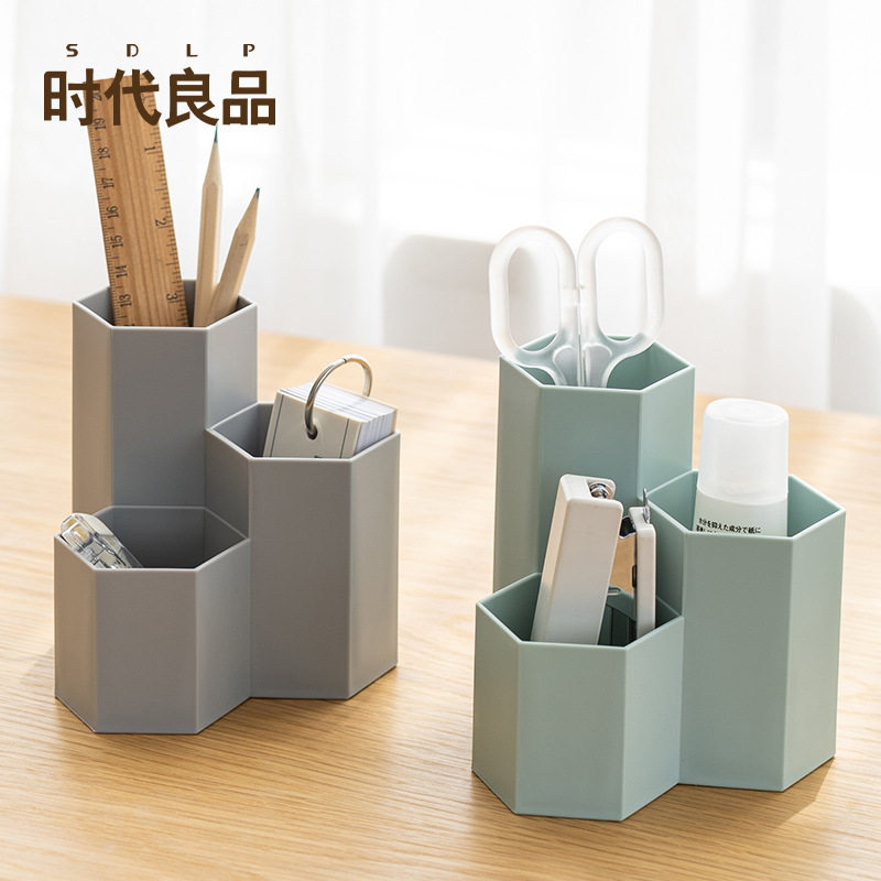 直销正六边形笔筒高颜值ins塑料收纳盒马克笔收纳架大容量