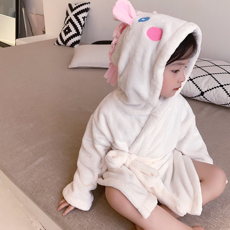 儿童浴袍宝宝家居服可爱卡通独角兽中小童睡袍女宝宝浴衣秋冬睡衣