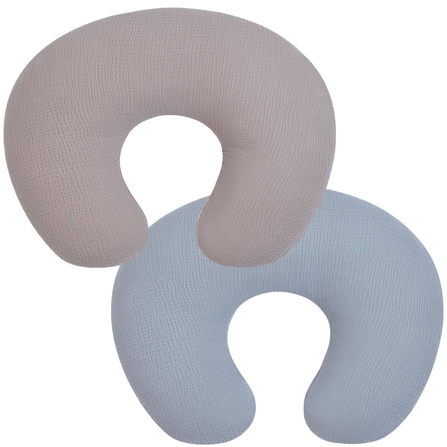 婴儿Muslin哺乳枕C型孕妇枕boppy pillow尺寸可拆卸喂奶枕套