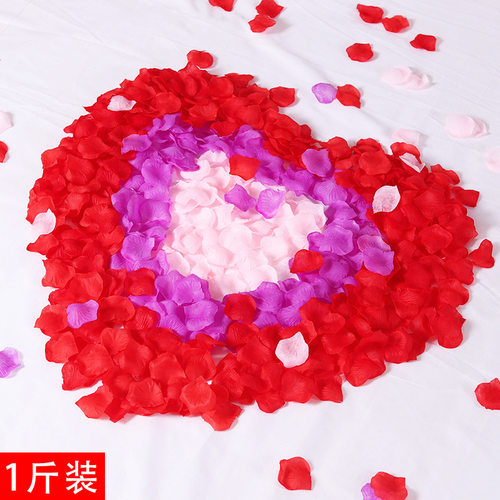 无纺布仿真玫瑰花瓣婚礼婚房装饰用品结婚庆手抛花撒花一斤装