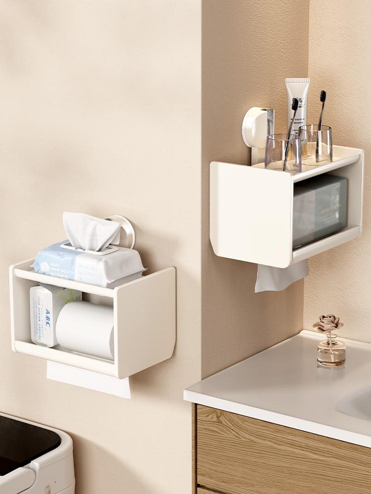 浴室厕纸盒吸盘卫生间壁挂厕所卷纸架纸巾抽纸卫生纸置物架免打孔