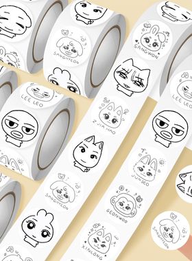 2000贴爆款ALD1动物塑卷卷贴卡通可爱高颜值男团周边装饰无料贴画