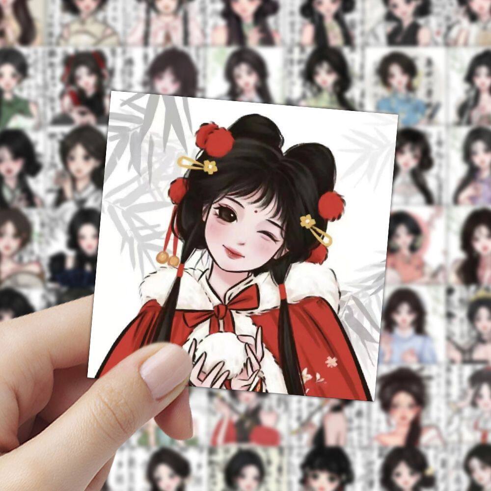 新中式女生头像贴纸国风美少女古贴纸/立体贴纸