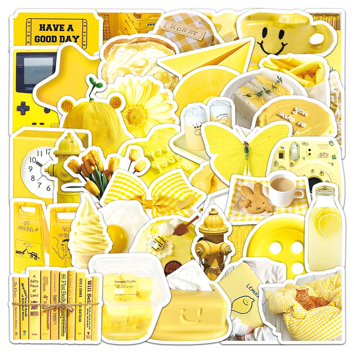 100张黄色ins风手账文艺清新简约创意DIY手机壳电脑装饰防水贴纸