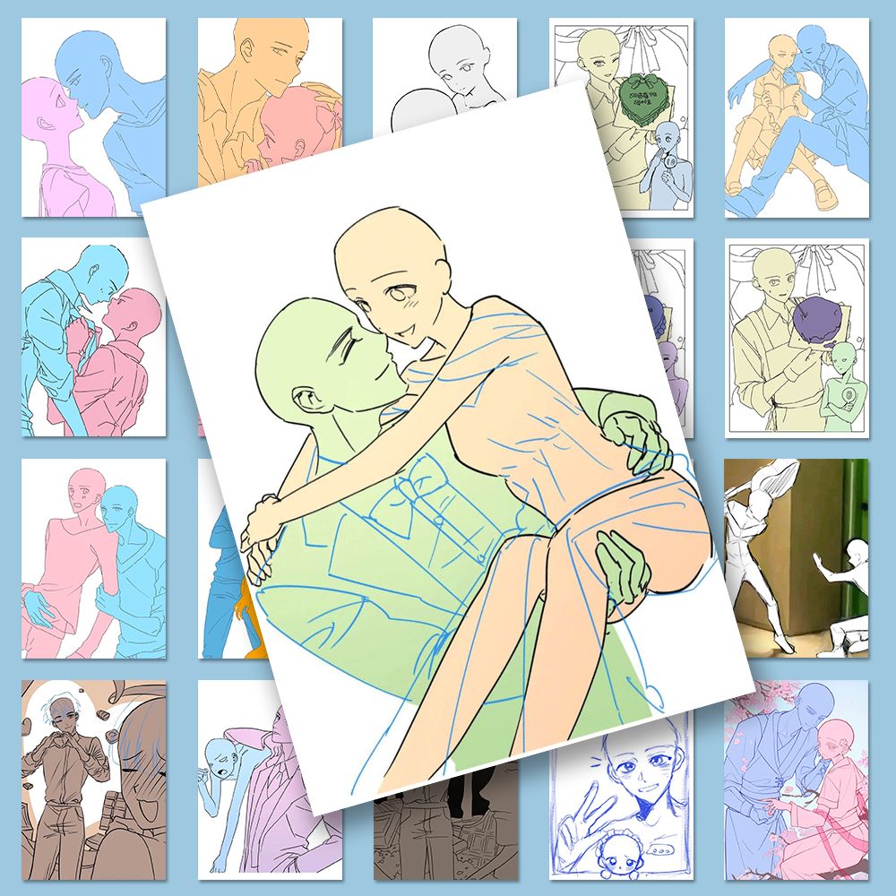 162张新款oc人体互动双人