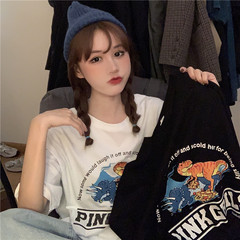 Real shooting academy style spring Korean fashion loose short sleeve t-shirt female students versatile round neck top trend