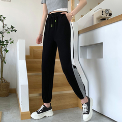Real shot Harajuku style sports pants women's summer Korean version fashionable loose Leggings show thin versatile casual Harem Pants