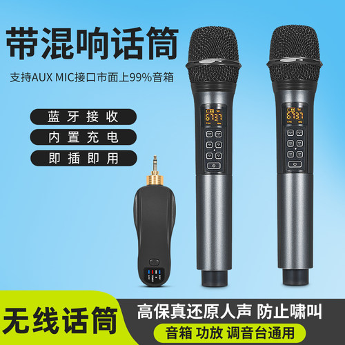 无线话筒一拖二家用K歌带蓝牙