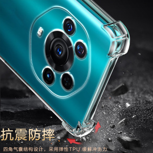 适用荣耀Magic3至臻版气囊防摔Magic5手机壳新款Magic4魔术3硅胶Magic6Pro保护套5lite软rsr透明男女全包镜头