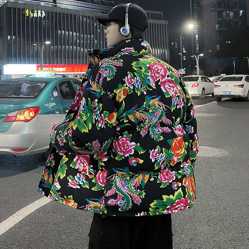 东北大棉袄情侣装大花棉衣外套男冬季款国潮小众大码加厚韩版棉服,男装,棉衣,淘宝优惠券,粉丝福利购,淘宝优惠卷