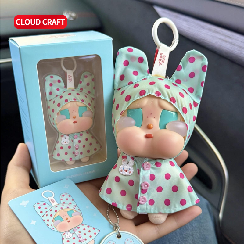 适用Crybaby哭娃娃衣薄荷绿波点雨衣套装哭娃度假系列衣服通用