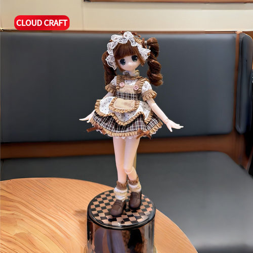 适用BJD6分娃衣三插六薄巧可爱女仆裙套装bjd矮胖六可动人偶着替