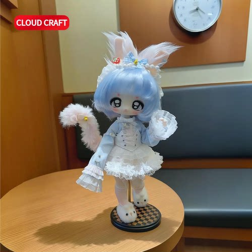 适用六分bjd娃衣三插六猫系布蕾喵喵女仆裙矮胖六BJD可动人偶着替