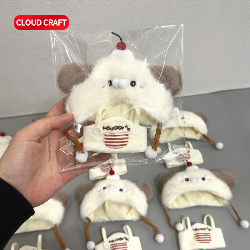 适用自嘲熊娃衣可爱汉堡头套背带裤套装 10cm 棉花娃娃衣服可换装,模玩/动漫/周边/娃圈三坑/桌游,棉花娃娃/毛绒玩具娃衣,淘宝优惠券,粉丝福利购,淘宝优惠卷