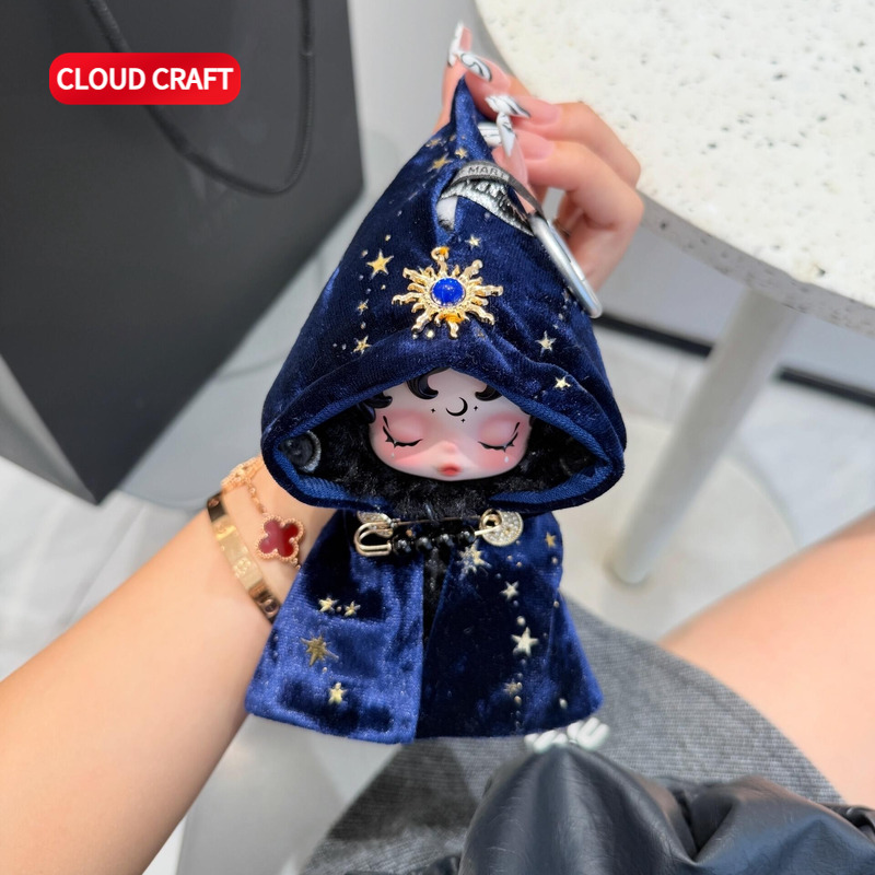 适用SP娃衣神秘蓝色魔法斗篷套装不眠剧场skullpanda系列着替服